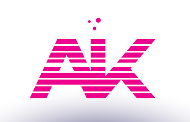 ak a k pink purple line stripe alphabet letter logo vector template