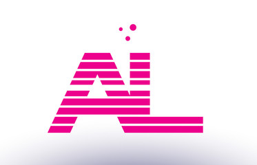 al a l pink purple line stripe alphabet letter logo vector template