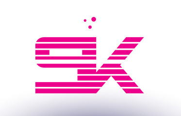 Fototapeta premium sk s k pink purple line stripe alphabet letter logo vector template