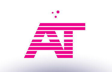 at a t pink purple line stripe alphabet letter logo vector template
