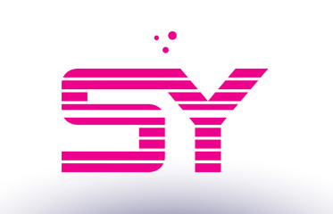 sy s y pink purple line stripe alphabet letter logo vector template