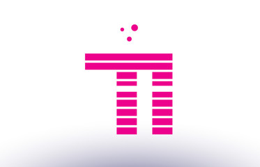 ti t i pink purple line stripe alphabet letter logo vector template