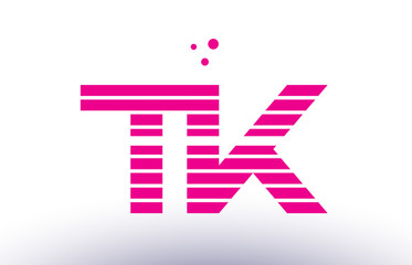 tk t k pink purple line stripe alphabet letter logo vector template