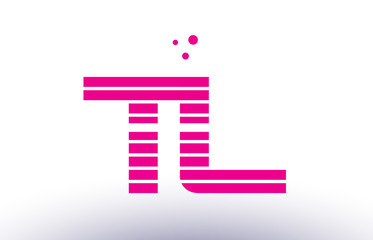 tl t l pink purple line stripe alphabet letter logo vector template
