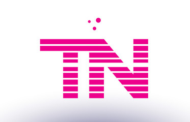 tn t n pink purple line stripe alphabet letter logo vector template