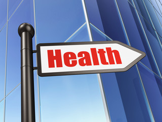 Medicine concept: sign Health on Building background