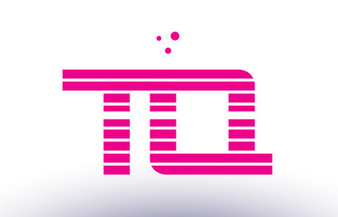 tq t q pink purple line stripe alphabet letter logo vector template
