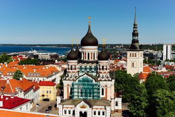 Fototapeta na wymiar Red roofs of Tallinn Old Town, Estonia