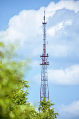 The tallest television antenna in Chisinau, Moldova, blue sky