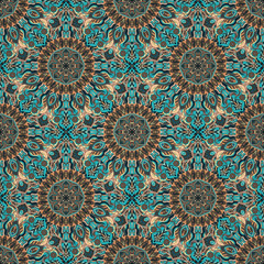 Ornate floral seamless texture, endless pattern with vintage mandala elements.