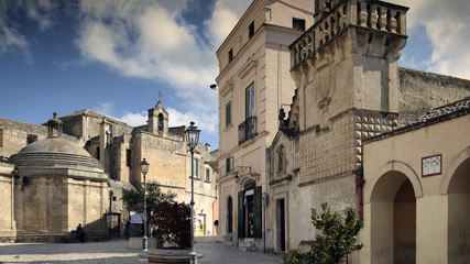 Matera, Piazza Pascoli con la chiesa di S Domenico a d. e Mater Domini a sinstra