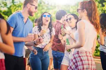 Big Group of people dancing at outdoor festival