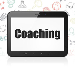 Learning concept: Tablet Computer with Coaching on display