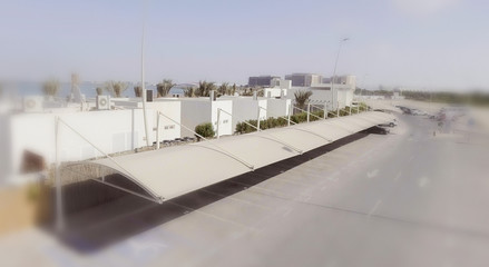 Abu Dhabi Beach in Yas Island, aerial view