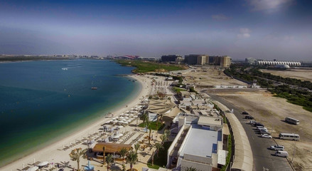 Abu Dhabi Beach in Yas Island, aerial view