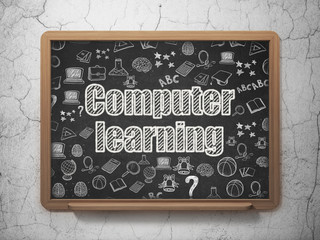 Education concept: Computer Learning on School board background