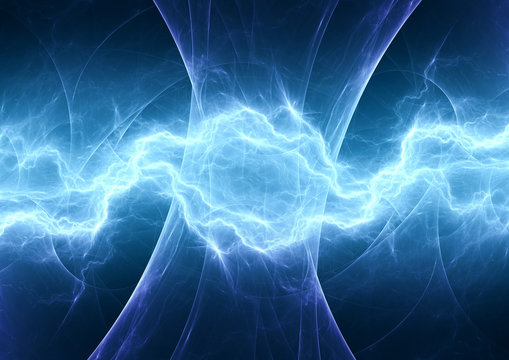 Blue plasma, abstract electric lightning