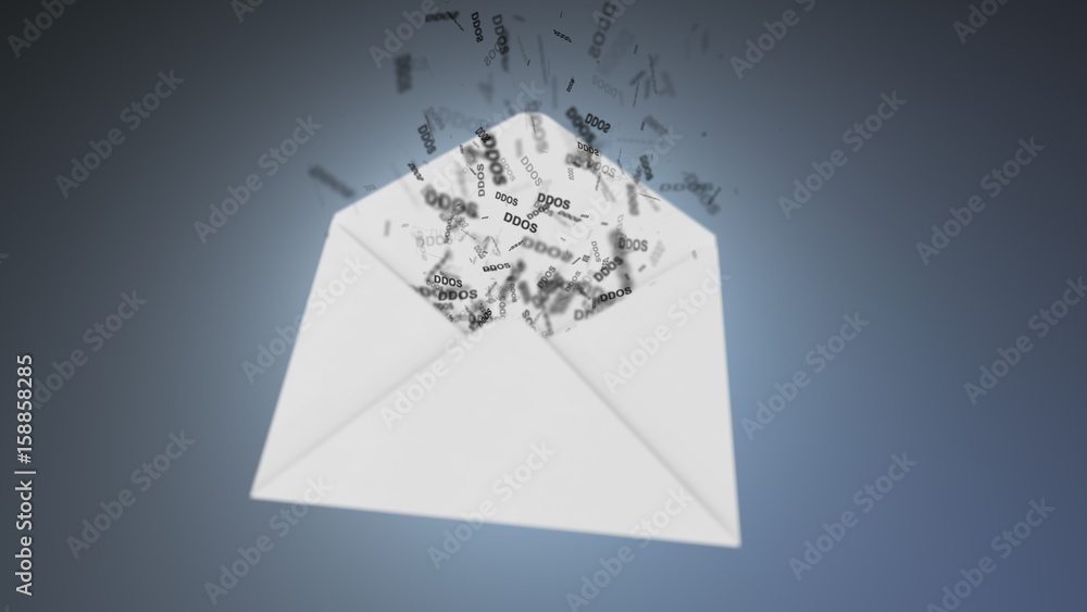 Poster e-mail virus. ddos attack via the global network.