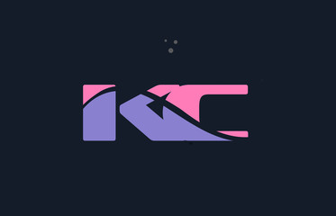 kc k c pink blue alphabet letter logo dots icon template vector