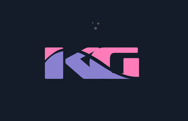 kg k g pink blue alphabet letter logo dots icon template vector