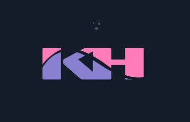 kh k h pink blue alphabet letter logo dots icon template vector