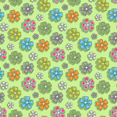 Flower pattern on a green background