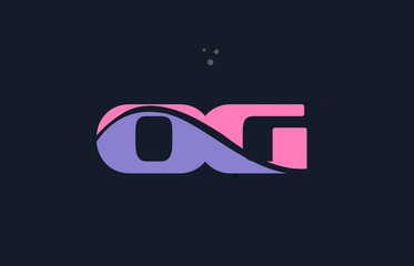 og o g pink blue alphabet letter logo dots icon template vector