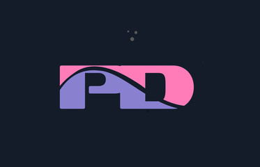 pd p d pink blue alphabet letter logo dots icon template vector