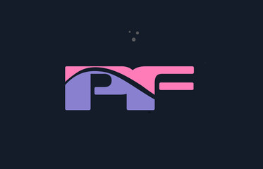 pf p f pink blue alphabet letter logo dots icon template vector