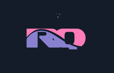 rq r q pink blue alphabet letter logo dots icon template vector