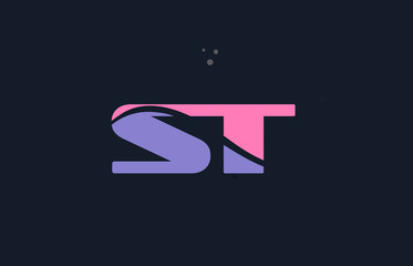 st s t pink blue alphabet letter logo dots icon template vector