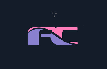 fc f c pink blue alphabet letter logo dots icon template vector