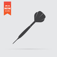 Dart icon in flat style isolated on grey background.