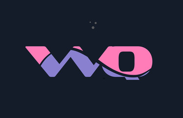 wq w q pink blue alphabet letter logo dots icon template vector
