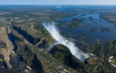 Aerial view of the Victoria Falls from a Helicopter, Zimbabwe