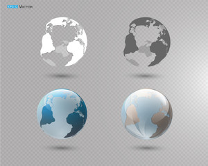Set of different globes