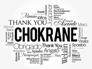Chokrane (Thank You in Arabic - Middle East, North Africa) Word Cloud background, all languages, multilingual for education or thanksgiving day