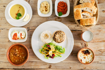 Table served wit traditional turkish dishes