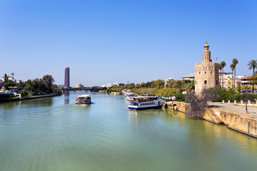 The famous Torre del Oro, the Moorish tower built to defend Sevill