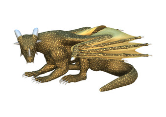 3D Rendering Fantasy Dragon on White