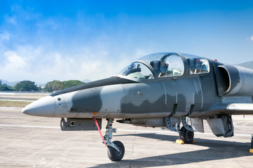 Fototapeta na wymiar F-16 fighter jet plane of Royal air force ,aircraft on runway