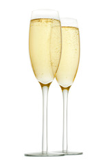 glasses of champagne isolated on a white background