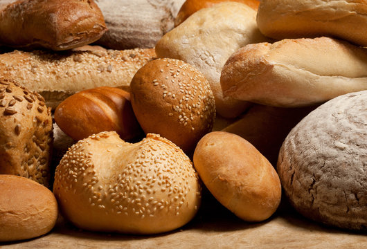 assortment of baked bread