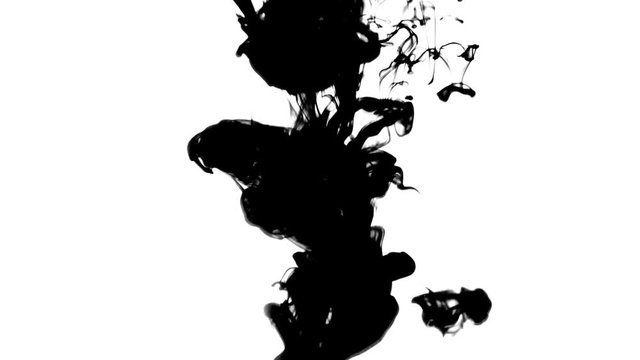 Black Ink swirling in water. Color explosion.