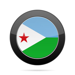 Flag of Djibouti. Shiny black round button.