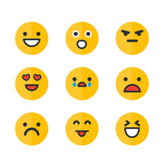 Emoticons set, emoji, smile icons isolated on white background