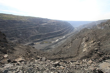 Large machines and excavator mining minerals