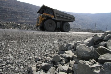 Large machines and excavator mining minerals