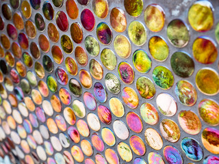 Vibrant colorful shaped round patterns background.