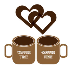 Cup of coffee with hearts on white background